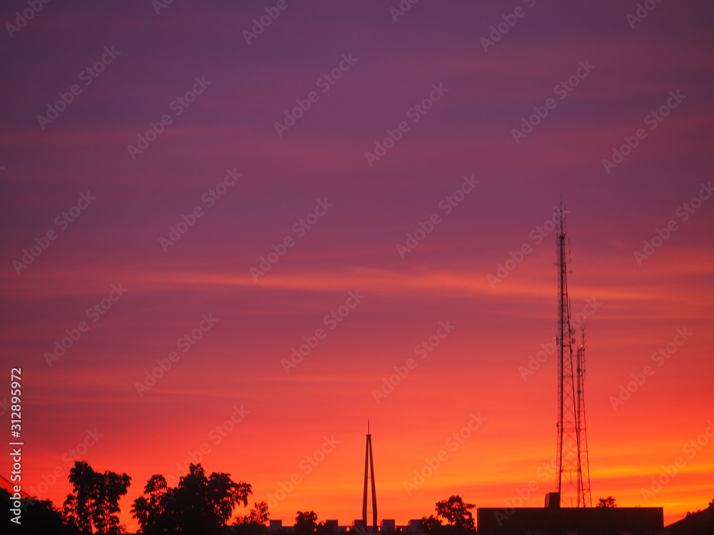 tv tower at sunset