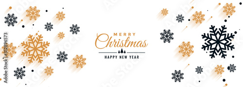 white christmas banner with snowflakes decoration design