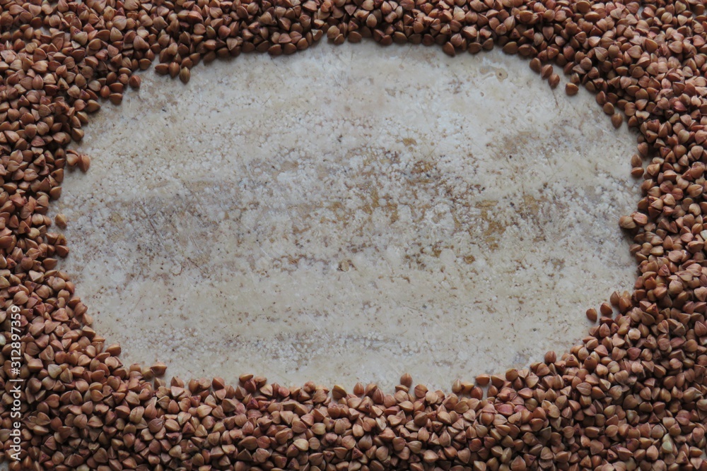 Buckwheat on burlap background Buckwheat on burlap background