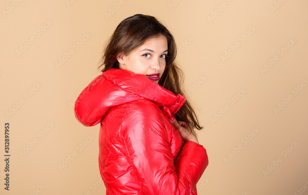 Wearing down jacket in rain top