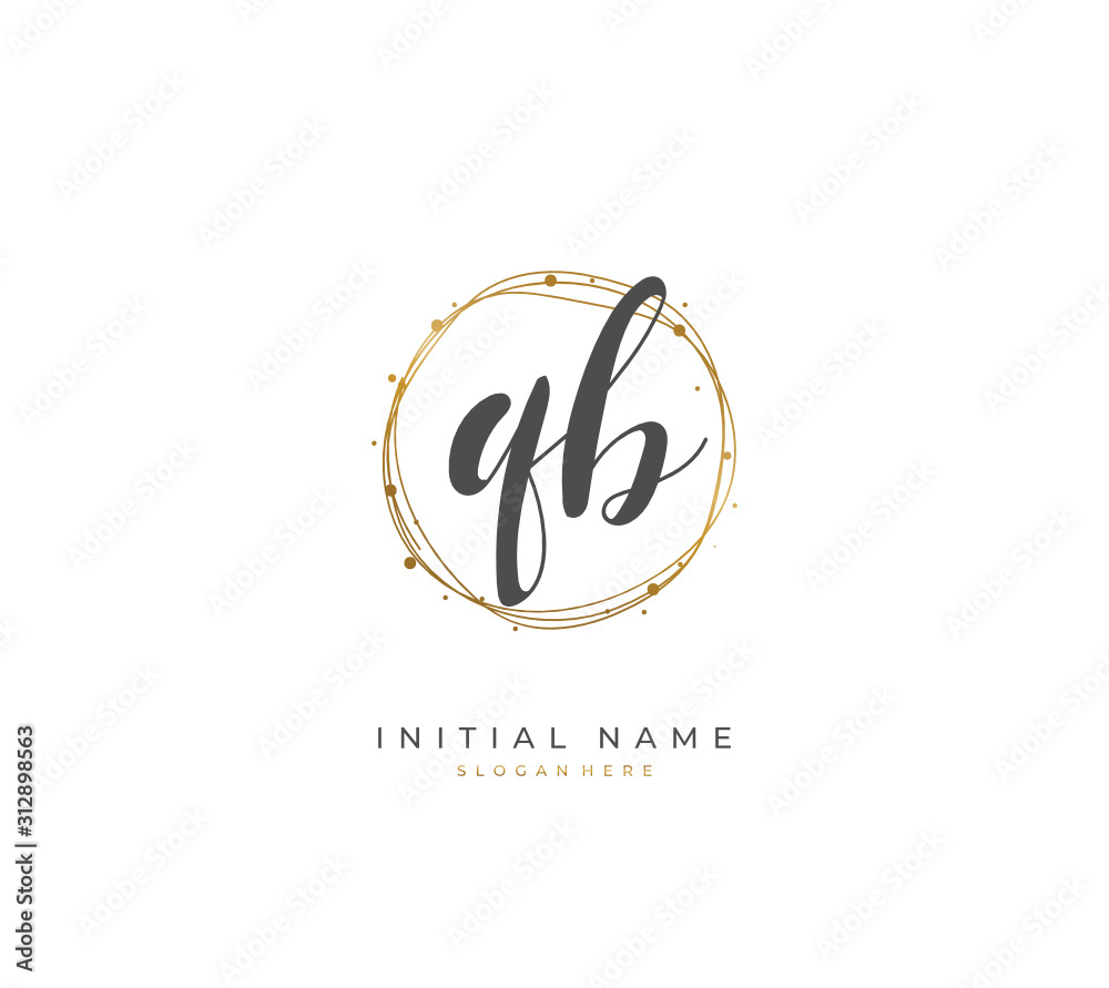 Handwritten letter Q B QB for identity and logo. Vector logo template with handwriting and signature style. Handwritten letter Q B QB for identity and logo. Vector logo template with handwriting and signature style.