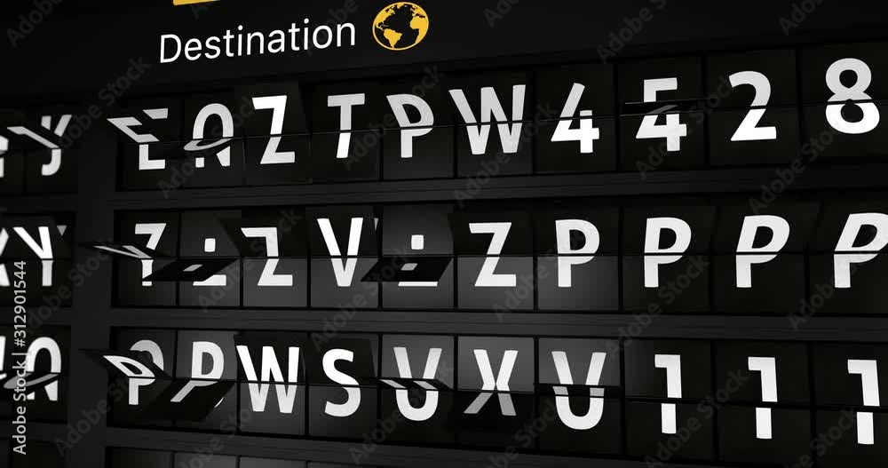 3D generated animation, analog flight information display board with the arrival city of Singapore, 4 different animations 3D generated animation, analog flight information display board with the arrival city of Singapore, 4 different animations
