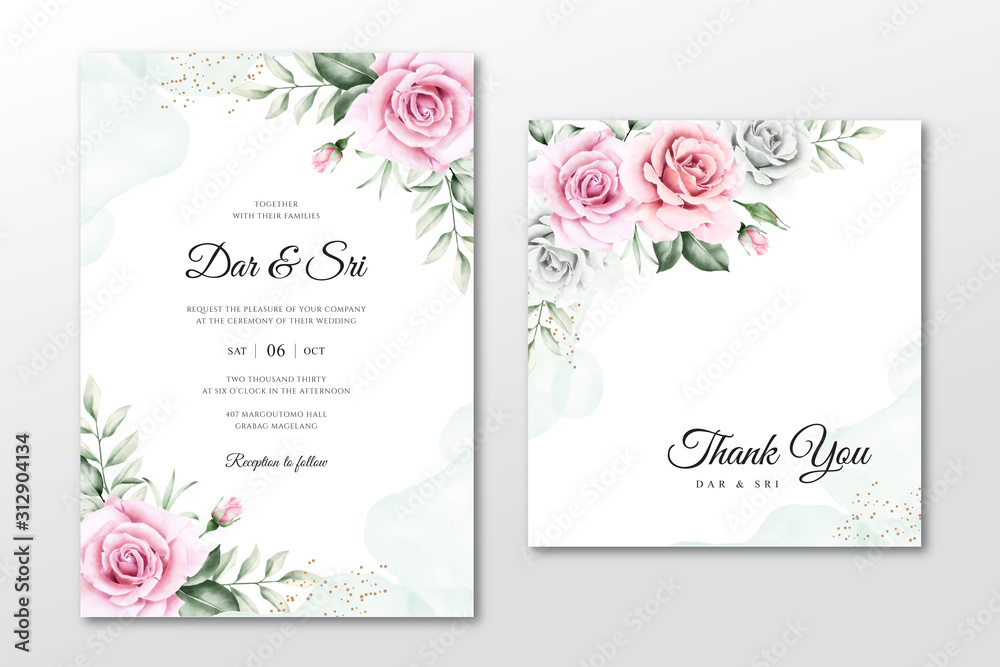 beautiful floral on wedding card template