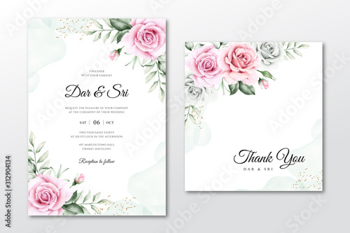 beautiful floral on wedding card template