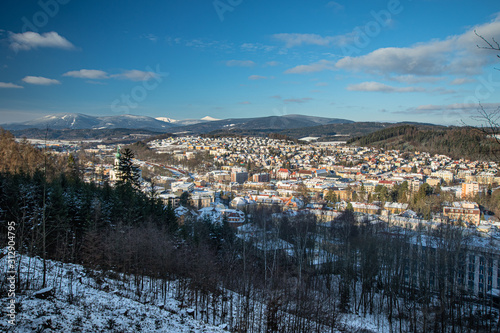 Winter Trutnov with fresh snow and mountains view photo