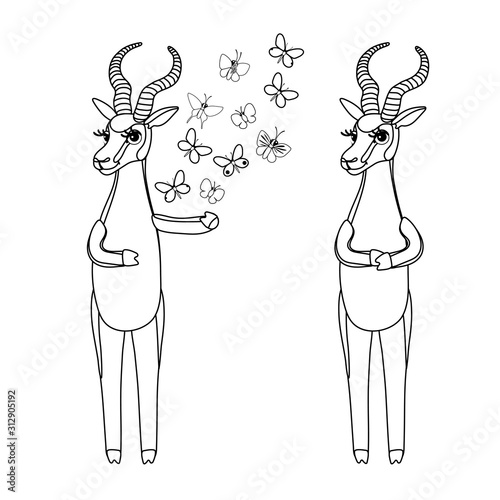 vector line cartoon animal clip art