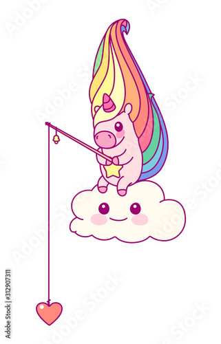 vector flat rainbow unicorn