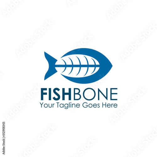 Restaurant logo design with using fish bone graphic icon template