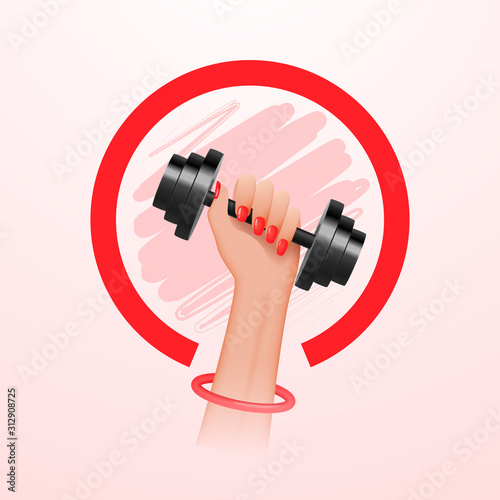Female hand, concept of power and authority. Women's Day. Vector illustration.