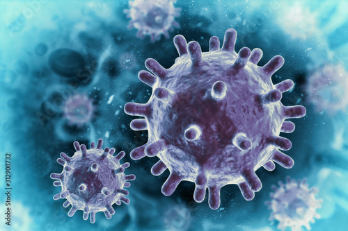 Viral disease, virus, bacteria, cell, 3d illustration © Crystal light