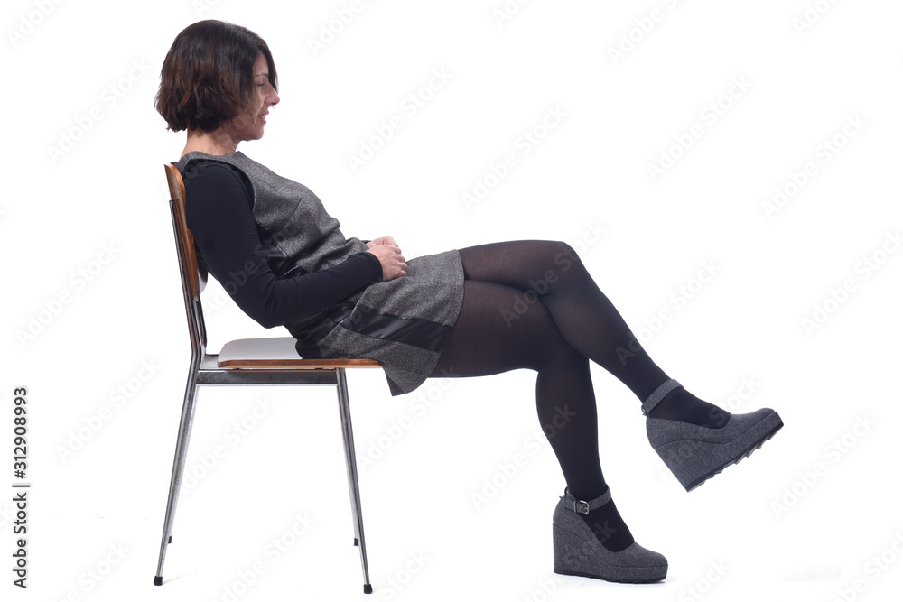 woman lying on a chair with white background woman lying on a chair with white background