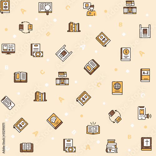 Books reading color linear vector icons set