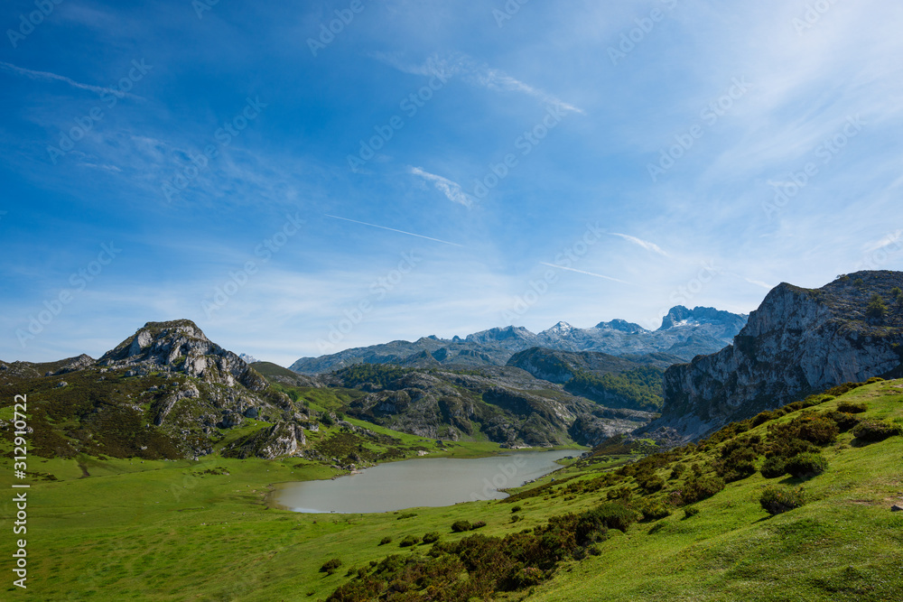 Ercina lake in Picos de Europa national park in Asturias Spain Ercina lake in Picos de Europa national park in Asturias Spain