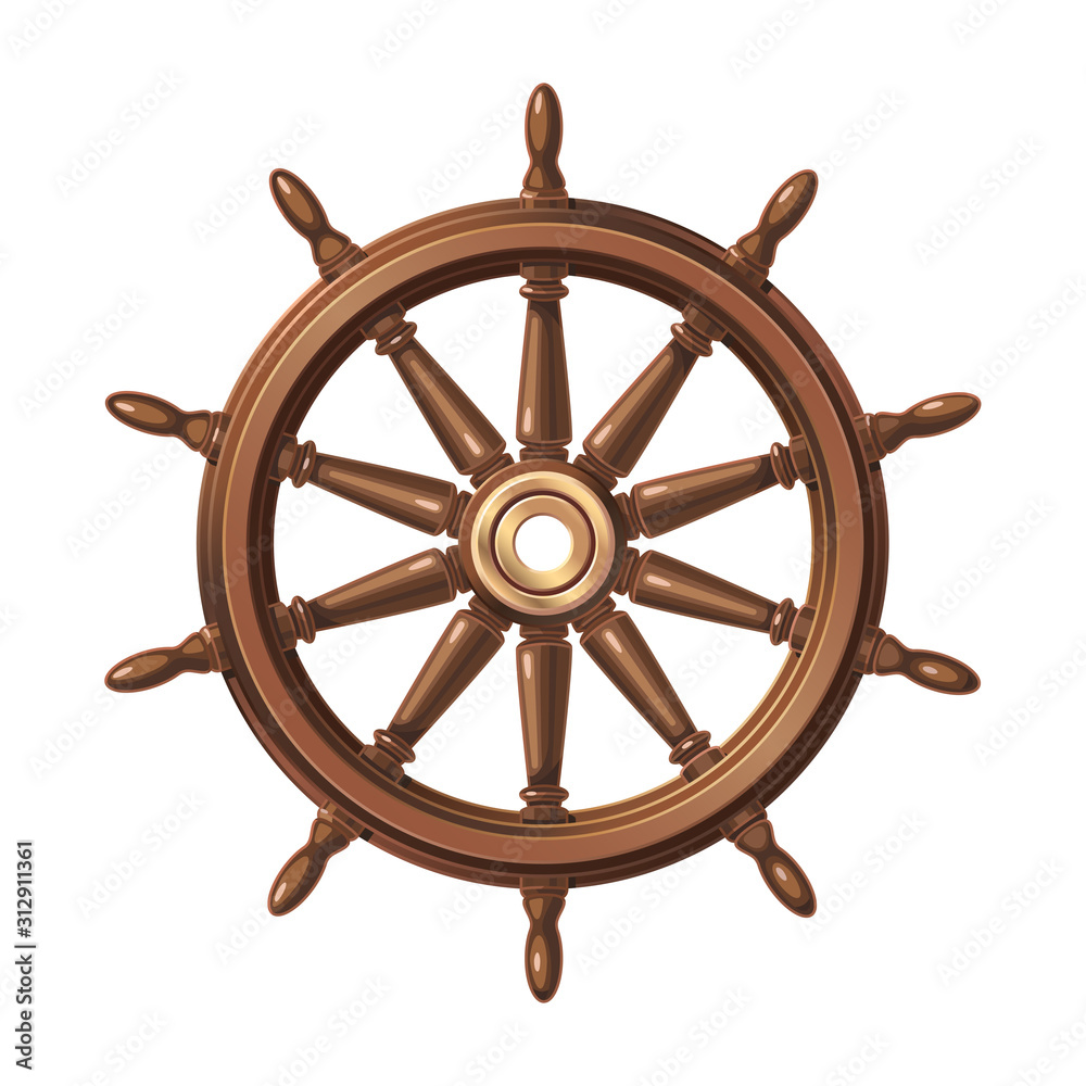 vector boat handwheel, ship wheel helm