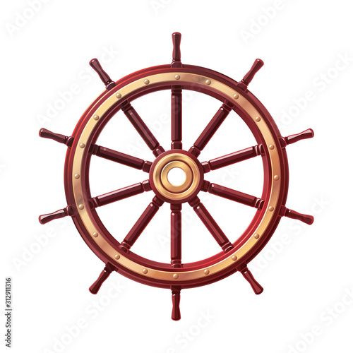 vector boat handwheel, ship wheel helm