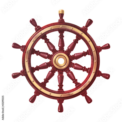 vector boat handwheel, ship wheel helm