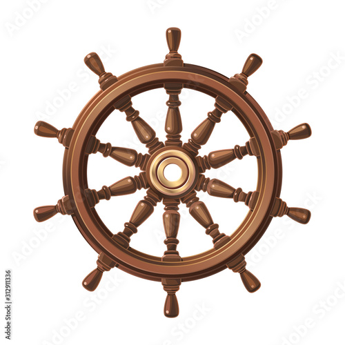 vector boat handwheel, ship wheel helm