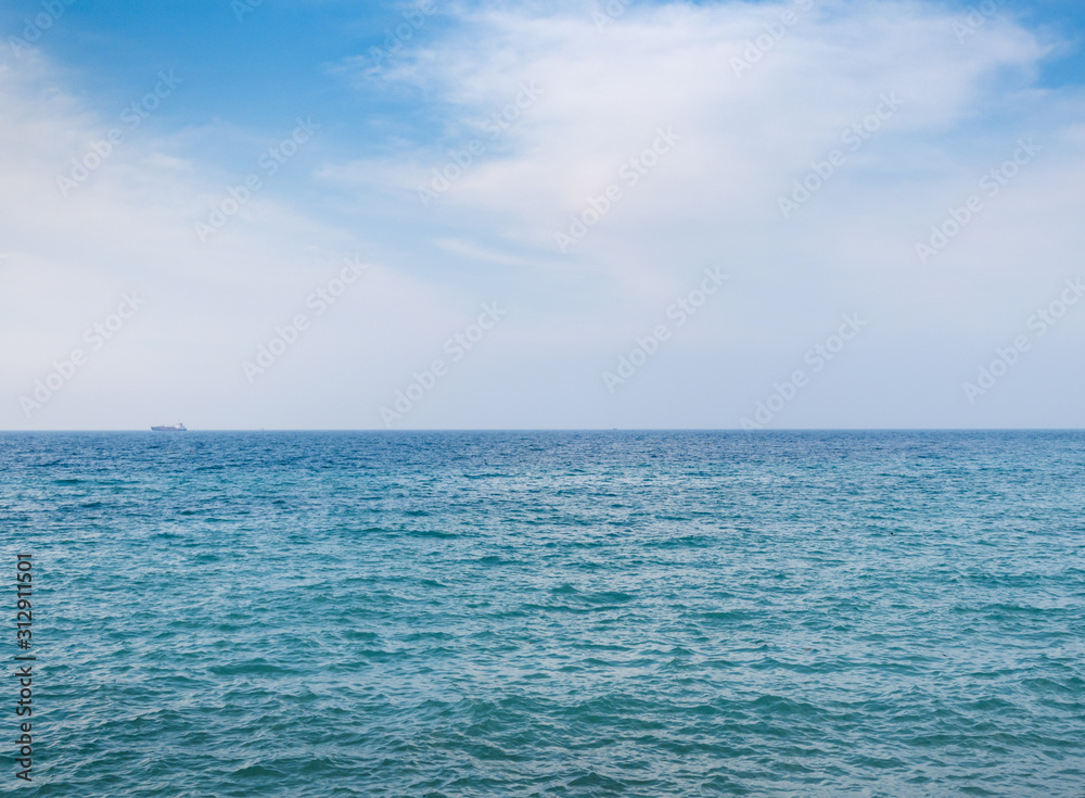 Boat are Floating on the Blue Sea and Blue Sky 02