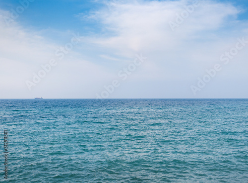 Boat are Floating on the Blue Sea and Blue Sky 02