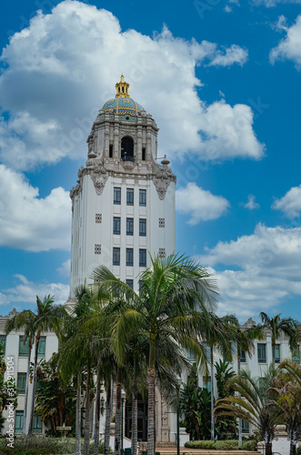 Beverly Hills City Hall with Palm Trees and Nice Sky