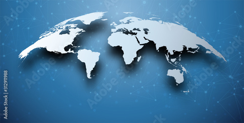 Abstract world map on blue. #312911988