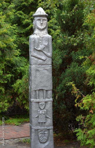 The Zbruch Idol, Sviatovid one of the few monuments of pre-Christian Slavic beliefs. The pillar was commonly incorrectly associated with the Slavic deity Svetovid photo