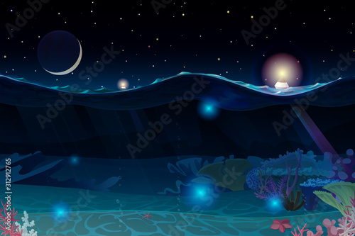 vector summer sea, ocean, underwater