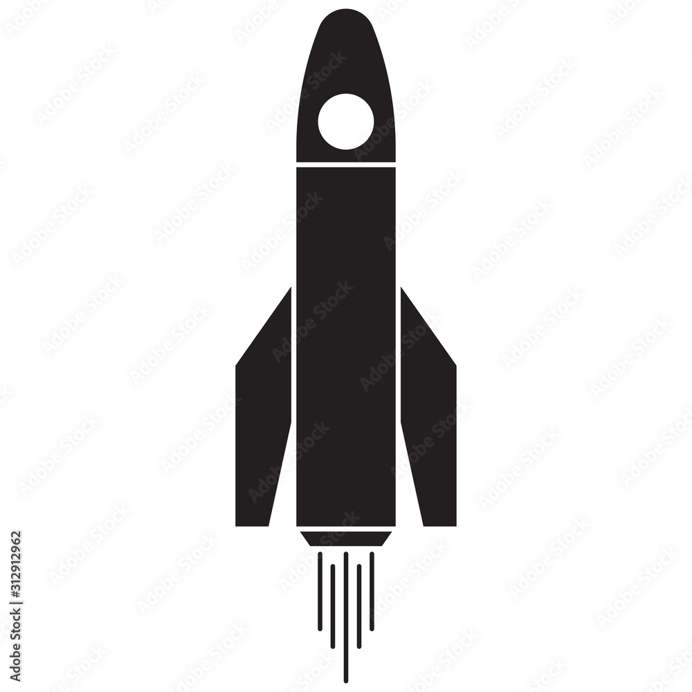 Rocket icon in a flat style. Space rocket launch. Spaceship. Vector. Rocket icon in a flat style. Space rocket launch. Spaceship. Vector.