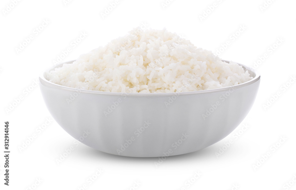 Rice in a bowl on a white background. full depth of field Rice in a bowl on a white background. full depth of field
