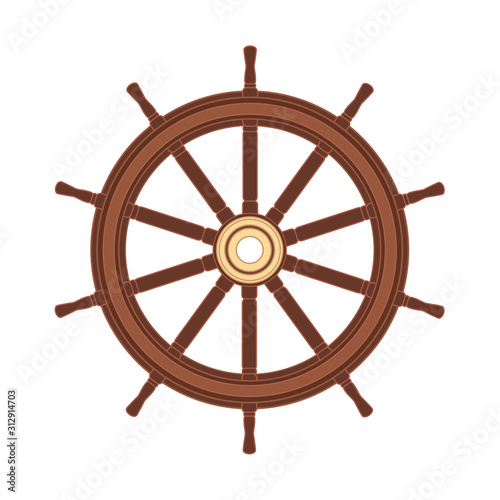 vector boat handwheel, ship wheel helm