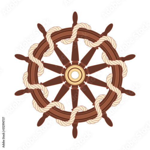 vector flat outline boat rope handwheel
