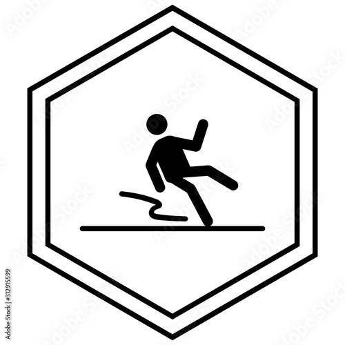 Wet Floor Alter Vector Icon Design, Slippery Floor Warning Sign