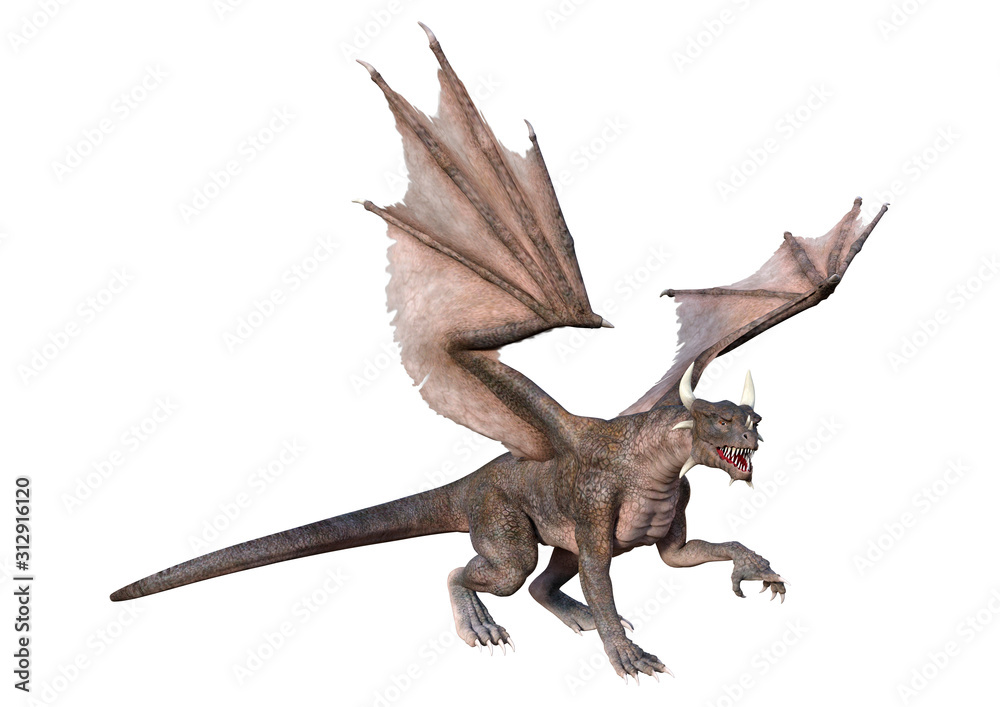 3D Rendering Fairy Tale Dragon on White 3D Rendering Fairy Tale Dragon on White