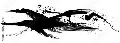 書道　しぶき　毛筆イラスト