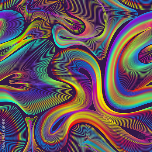 Urban chaotic seamless pattern. Swatch of gradient color winding lines.