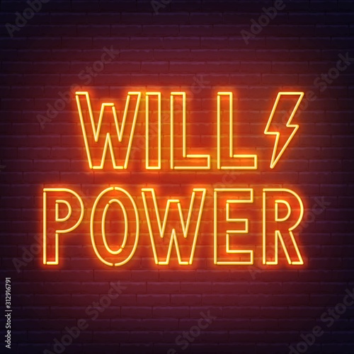 Will Power neon sign on dark background. Vector illustration.