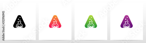 Laboratory Flask On Letter Logo Design A