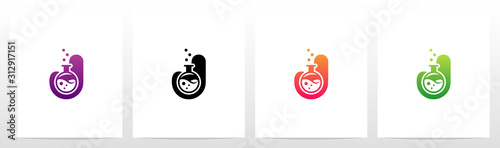 Laboratory Flask On Letter Logo Design J