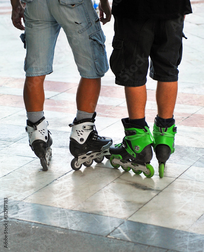 Urban roller skaters in the street