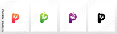 Laboratory Flask On Letter Logo Design P