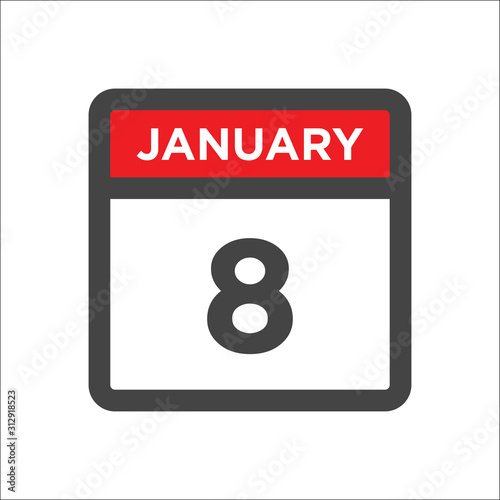 January 8 calendar icon including day of month