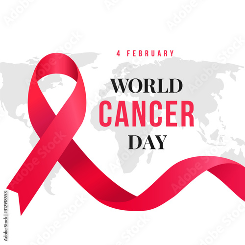 World Cancer Day poster design with ribbon symbol background vector illustration