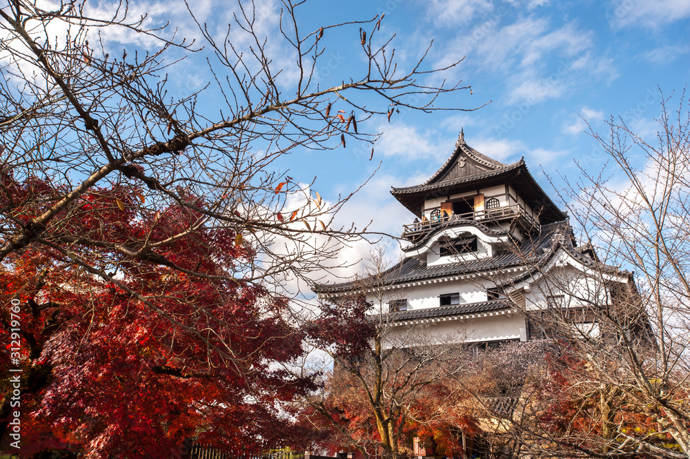Red leaves at Inuyama Castle, Aichi Prefecture, Japan. Inuyama is one of only twelve original castles in Japan. Red leaves at Inuyama Castle, Aichi Prefecture, Japan. Inuyama is one of only twelve original castles in Japan.