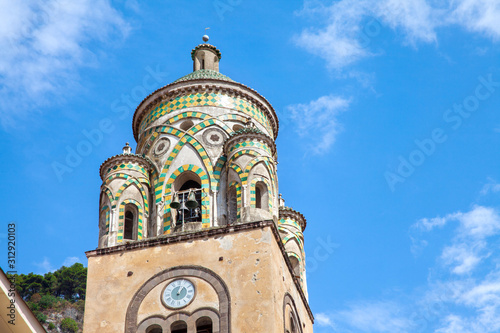 Saint Andrew Cathedral Tower Closeup at Amalfi Coast, Italy