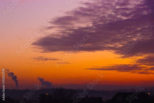 Sunset clouds, dawn, sky, evening