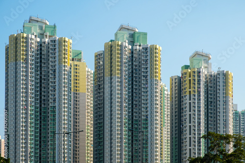 building facade, high rise residential real estate, HongKong - © hanohiki