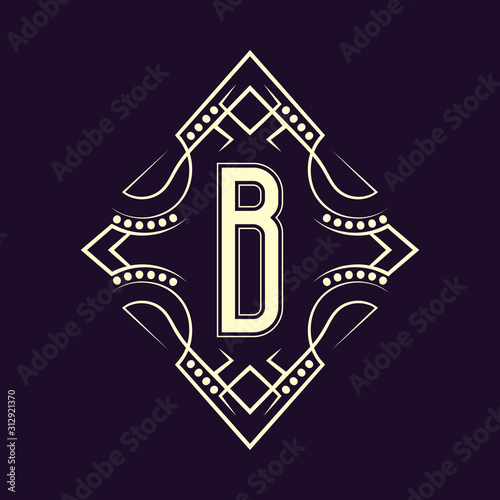 Elegant monogram design with letter B. Business emblem, glamour badge, vintage initial label template.