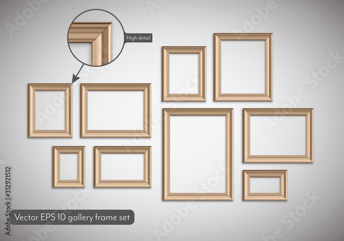 Fototapeta Naklejka Na Ścianę i Meble - Picture frame idea, inspiration on transparent background. Easy way to put picture into frame and easy proportions customization - high detailed vector with shadows