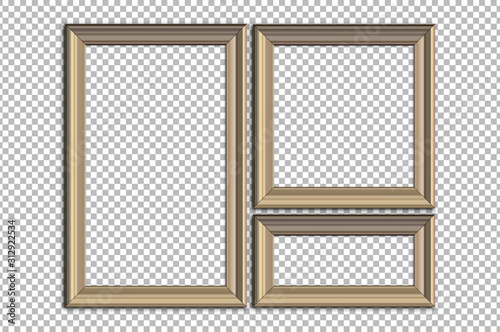 Picture frame idea, inspiration on transparent background. Easy way to put picture into frame and easy proportions customization - high detailed vector with shadows photo