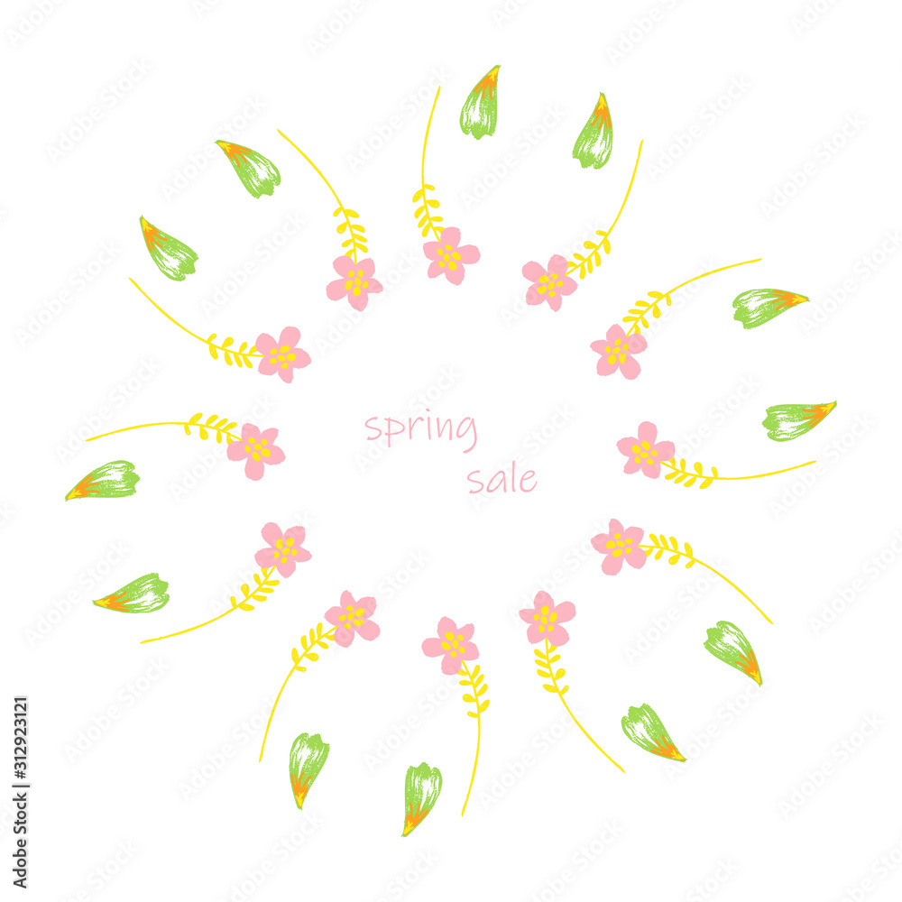 poster Spring sales on a floral watercolor background. ?ard, label, flyer, banner design element. Vector illustration